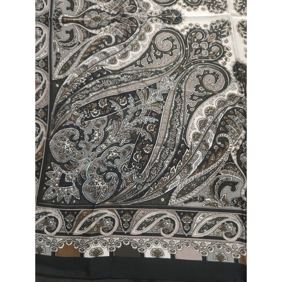 Paisley Print Square Scarf Black/Brown 27x27 Western Wild Rag - Picture 6 of 13